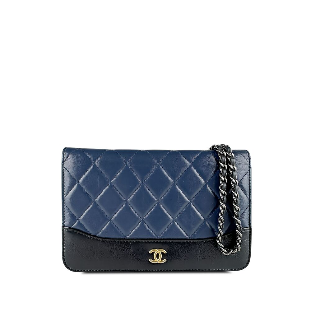 Pre-Loved Chanel Bicolor Quilted Aged Calfskin Gabrielle Wallet On Chain